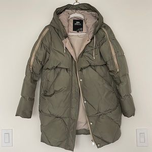 OrolayWomen’sThickened Mid-length Down Jacket w/removable fur hood large packets